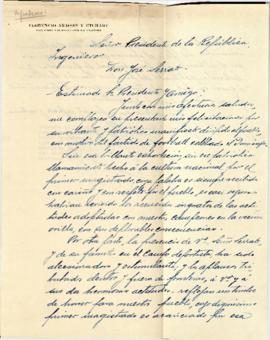 Carta de representante nacional referente a partido de football