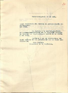 Nota dirigida al Presidente del Concejo de Administración Departamental.