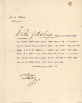 Nota del Jefe de Policía de Canelones