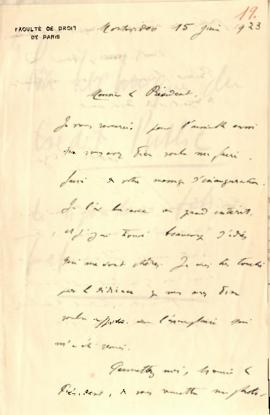 Carta en francés dirigida al Sr. Serrato