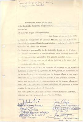 Carta y memorando de la Asociación de Pilotos Civiles