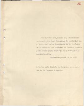 Nota para el Sr. Juan Capurro