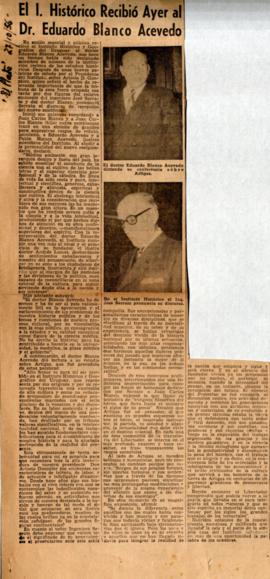 El I. Histórico recibió ayer al Dr. Eduardo Blanco Acevedo