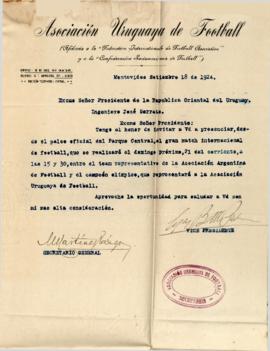 Invitación de la Asociación Uruguaya de Football