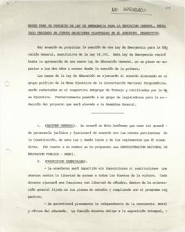 Bases para un proyecto de Ley de Emergencia para la Educación General (no aprobado).