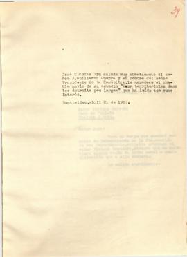 Nota dirigida al Sr. J. Guillermo Guerra