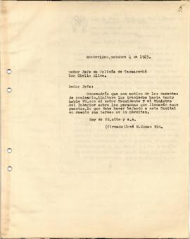 Nota al Sr. Jefe de Policía de Tacuarembó