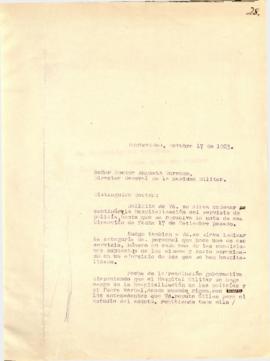 Solicitud dirigida al Director General de la Sanidad Militar.