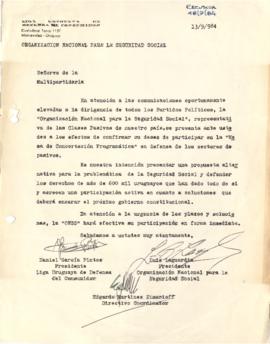 Carta de la Organización Nacional para la Seguridad Social