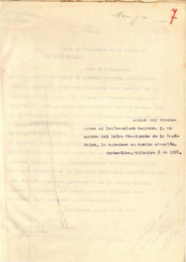 Nota dirigida al Sr. Francisco Cagnone