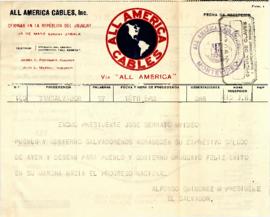Telegrama del Presidente de El Salvador