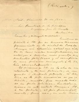 Carta de felicitaciones al Sr. Presidente