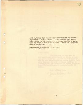 Nota dirigida al Sr. Ingeniero D. Mario Coppetti