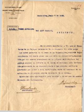 Carta de la Caja de Jubilaciones y Pensionistas de Empleados y Obreros de Servicios Públicos