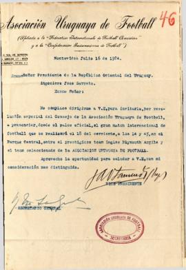 Invitación de la Asociación Uruguaya de Football