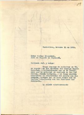 Nota dirigida al Jefe de Policía de Paysandú