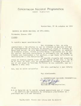 Carta a la Unión Nacional de Afiliados
