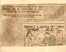 Recortes de prensa de los diarios: El Imparcial y El Día de marzo de 1931