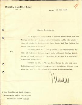Comunicación de Benito Mussolini