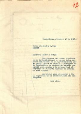 Nota dirigida al Sr. Alejandro W. Shaw