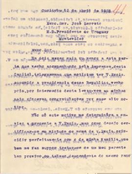 Carta en portugués dirigida al Sr. Serrato