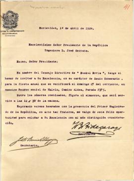 Invitación del Consejo Directivo de "Euskal Erria"