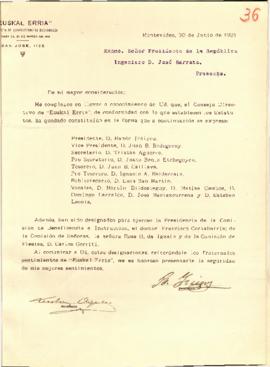Nota del Consejo Directivo de "Euskal Erria"
