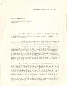 Carta de la Mesa de la Coordinadora de Organizaciones no Gubernamentales de Investigación y Promo...