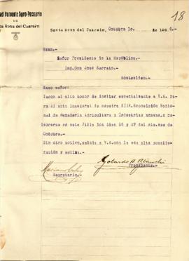 Invitación de la Sociedad de Fomento Agro-Pecuaria de Santa Rosa del Cuareim