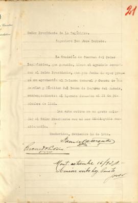 Comunicación de la Comisión de Cuentas del poder Legislativo.