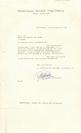 Carta al Grupo de Trabajo de Salud