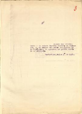 Nota dirigida a la Sra. Beatriz Serrato de Thompson