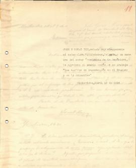 Nota dirigida al Sr. Juan C. Quinteros