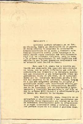 Carta de la Feria Oficial de Muestras