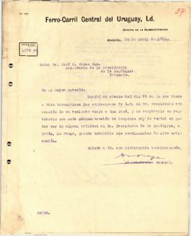 Nota del Ferro-Carril Central del Uruguay