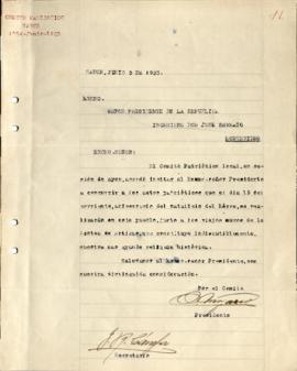 Carta del Comité Patriótico Sauce