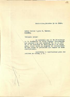 Nota dirigida al Sr. Julio M. Llamas