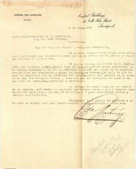Nota de Consul de Uruguay en Liverpool