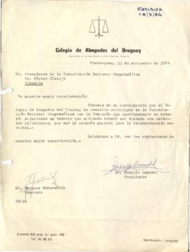 Carta del Colegio de Abogados del Uruguay