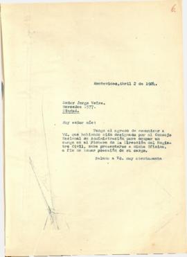 Nota dirigida al Sr. Jorge Veira