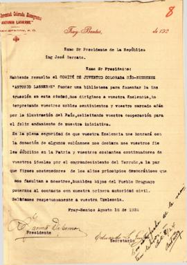 Nota del Comité de Juventud Colorada Río-Negrense "Antonio Lasserre"