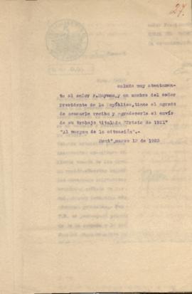 Nota de agradecimiento al Sr. F.Haymes.