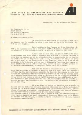 Carta de la Asociación de Impresores del Uruguay