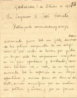 Carta al Sr. Presidente en términos elogiosos por dicurso pronunciado