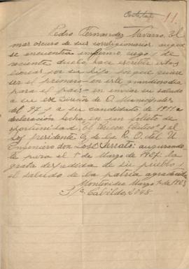 Carta de felicitaciones del Sr. Pedro Fernández Navarro.