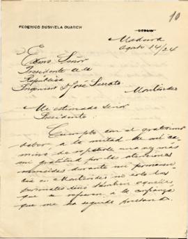 Nota de agradecimiento al Sr. Presidente Serrato