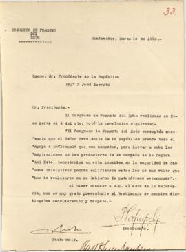 Nota del Congreso de Fomento del Este