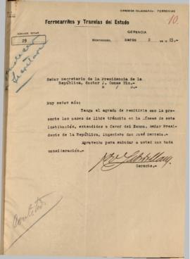 Nota de Ferrocarriles y Tranvías del Estado.