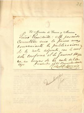 Tarjeta del Ministro de Guerra y Marina