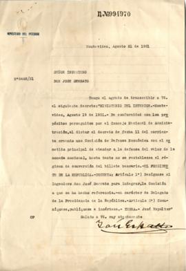 Nota del Ministro del Interior José Espalter